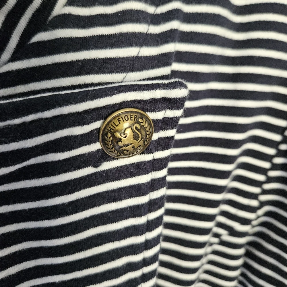 Tommy Hilfiger Navy and White Striped Jacket